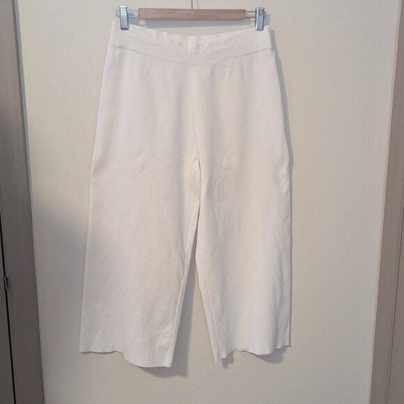 COS Wide Leg Crop Knit Pants Pull On Stretch Minimalist Culottes Preppy Ankle - Picture 2 of 7